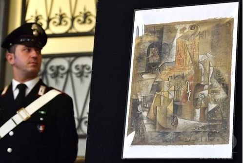 ピカソ作「バスの瓶が描かれた油彩画」